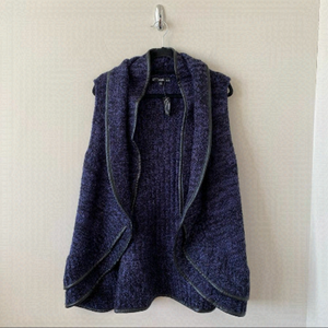 Nwt-Sioni Knitted Metallic Detail Open Vest (Large)